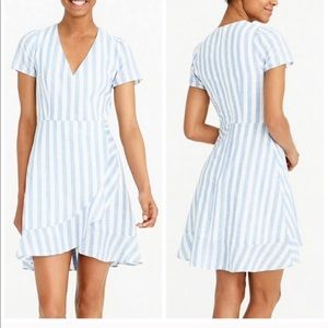J.Crew Blue and White Stripe Ruffle Dress